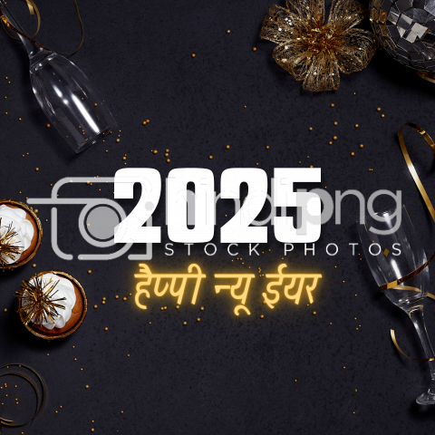 Happy New Year 2025 Wishes in Hindi - Creative Typography New Year 2025